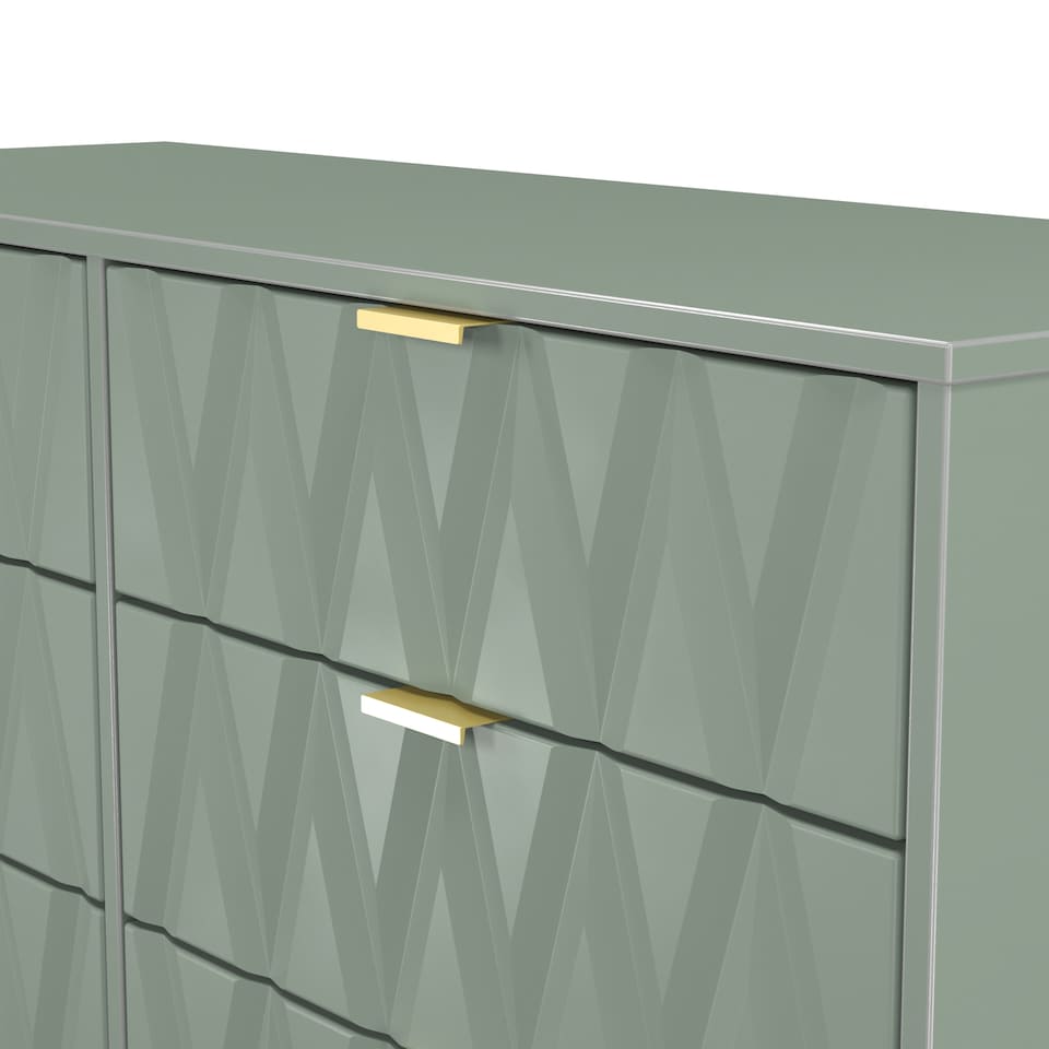 image 1 of Dallas 6 Drawer Wide Chest of Drawers in Reed Green (Ready Assembled) | Green | Reed Green