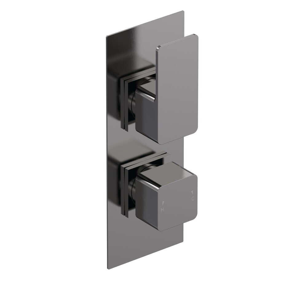 image 1 of Concealed Twin Thermostatic Shower Valve Diverter 2 Outlets Grey | Silver | Brushed Pewter | 1