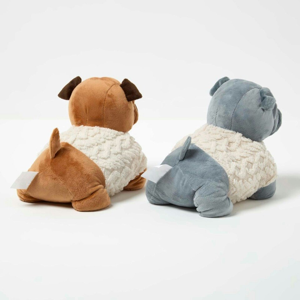 image 1 of Homescapes Luxury Fabric Pug Doorstop Set of 2