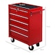 image 5 of HOMCOM 5 Drawer Tool Box, Lockable Steel Tool Chest on Wheels, Rolling Chest Cabinet with 5 Drawers and Handle for Workshop, Garage, Red | Red | 1