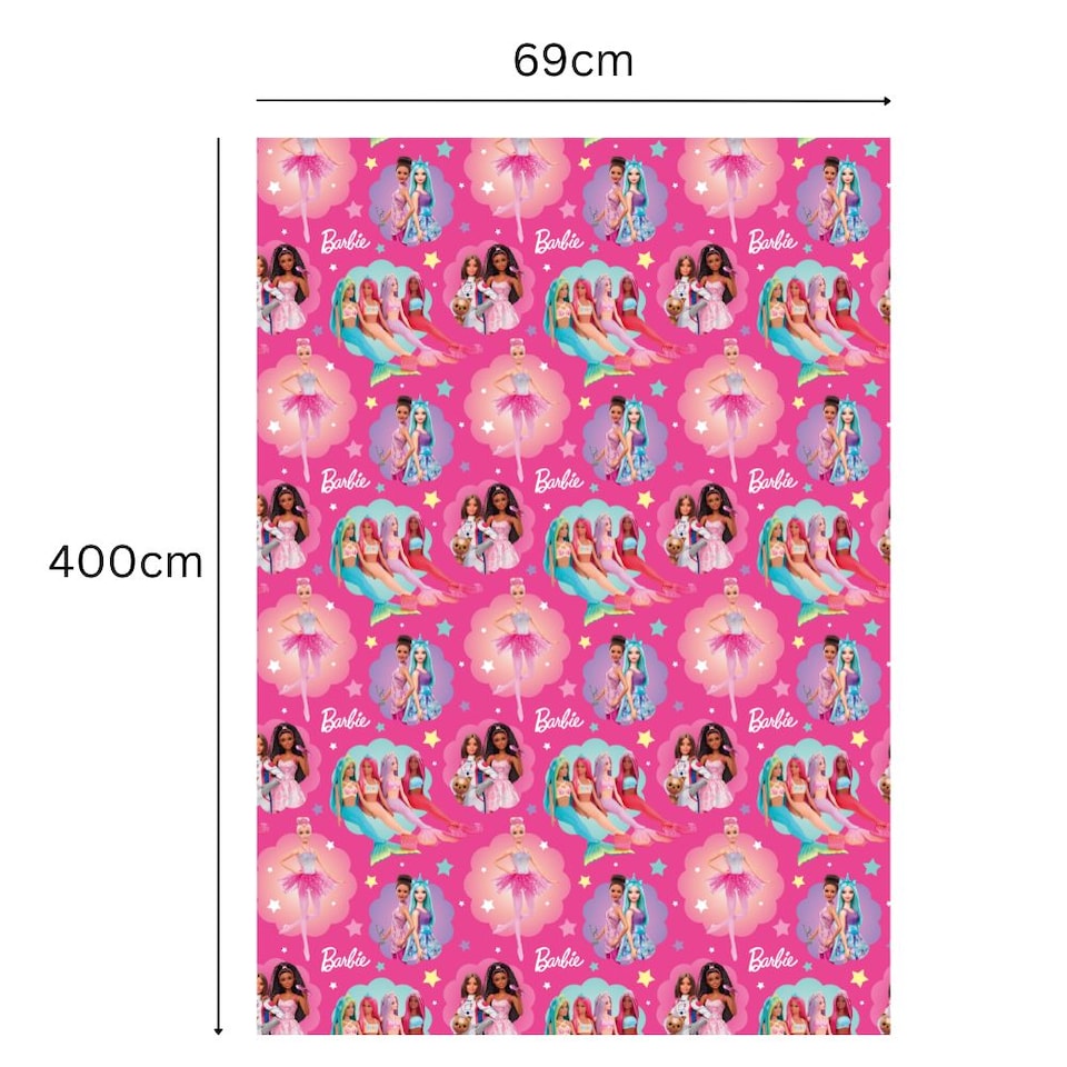 image 1 of Barbie Wrapping Paper 4m Roll