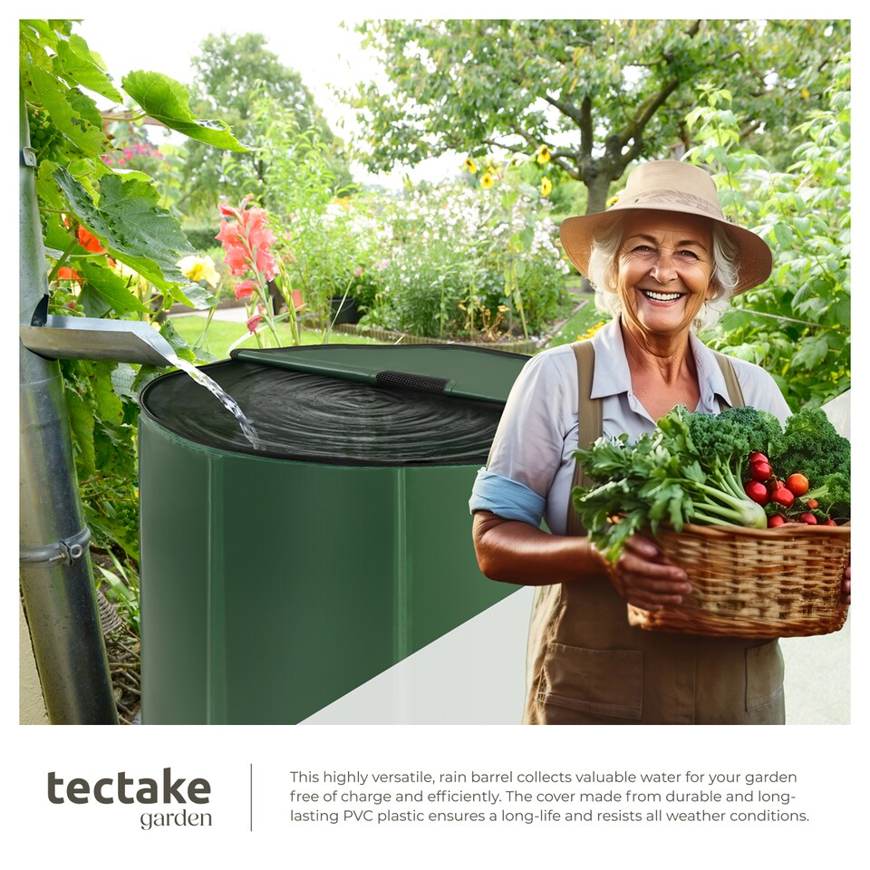 image 1 of Water Butt - tap and overflow protection, foldable weather resistant | Green | green | 59 x 59 x 90 cm | 1