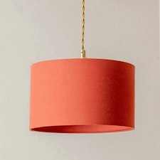 ValueLights Reni Rust Fabric Drum Shade 3 Drop Bar Brushed Gold Diner Ceiling Pendant Light Gold