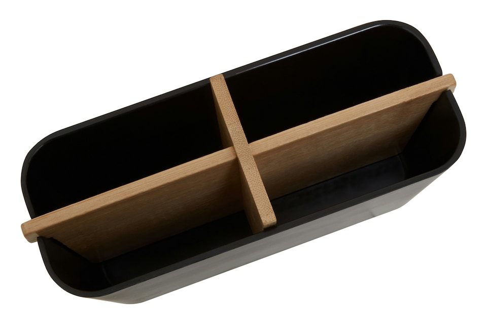 image 1 of Orsina 4 Section Black Storage Organizer, Desk Organizers For Tools, Sturdy Kitchen Drawer Organizer For Utensils