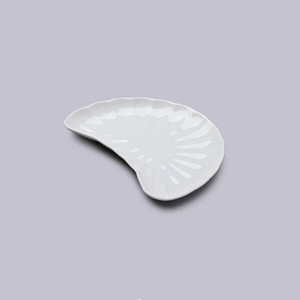 WM Bartleet & Sons Porcelain Crescent Shaped Ribbed Side Dish in White