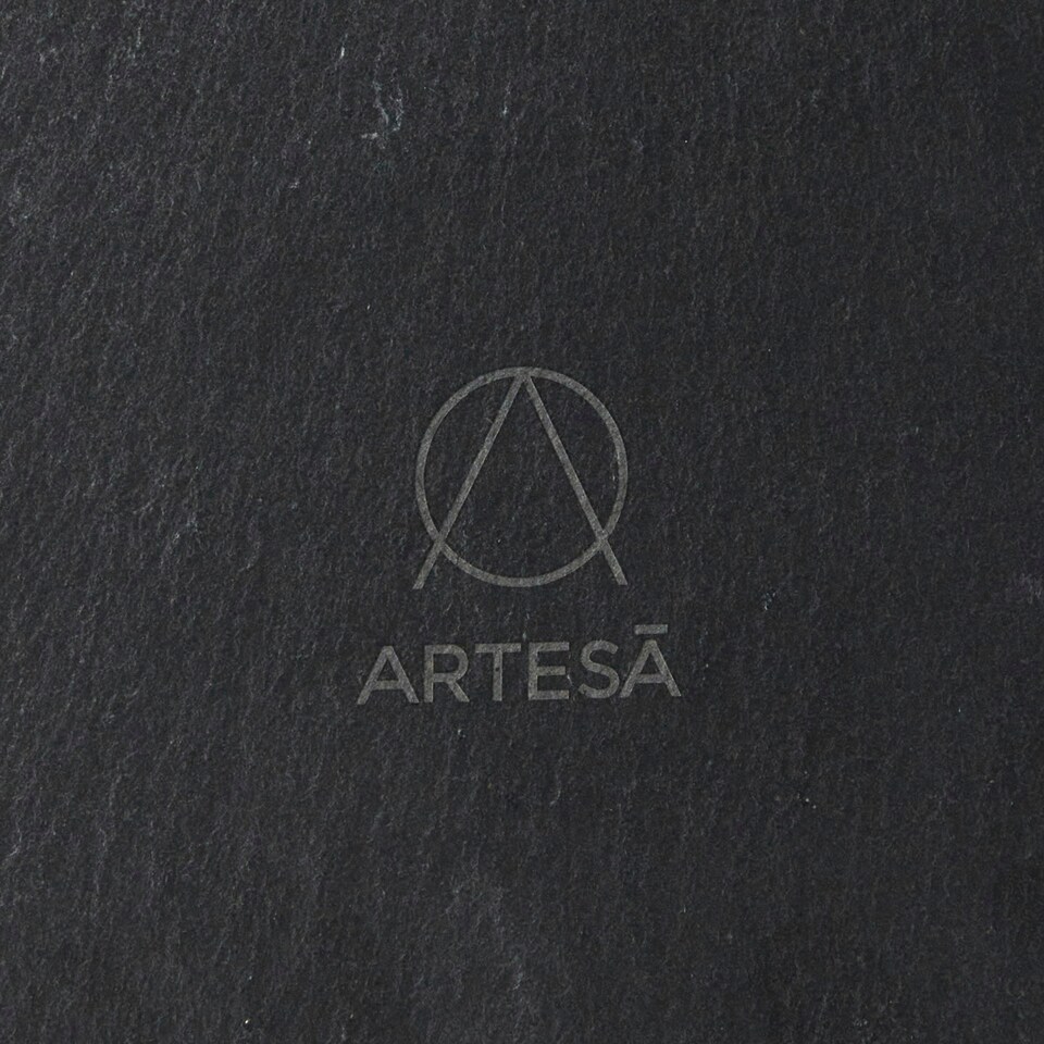 image 1 of Artesà 2-Tier Brass Geometric Serving Stand with Slate Black