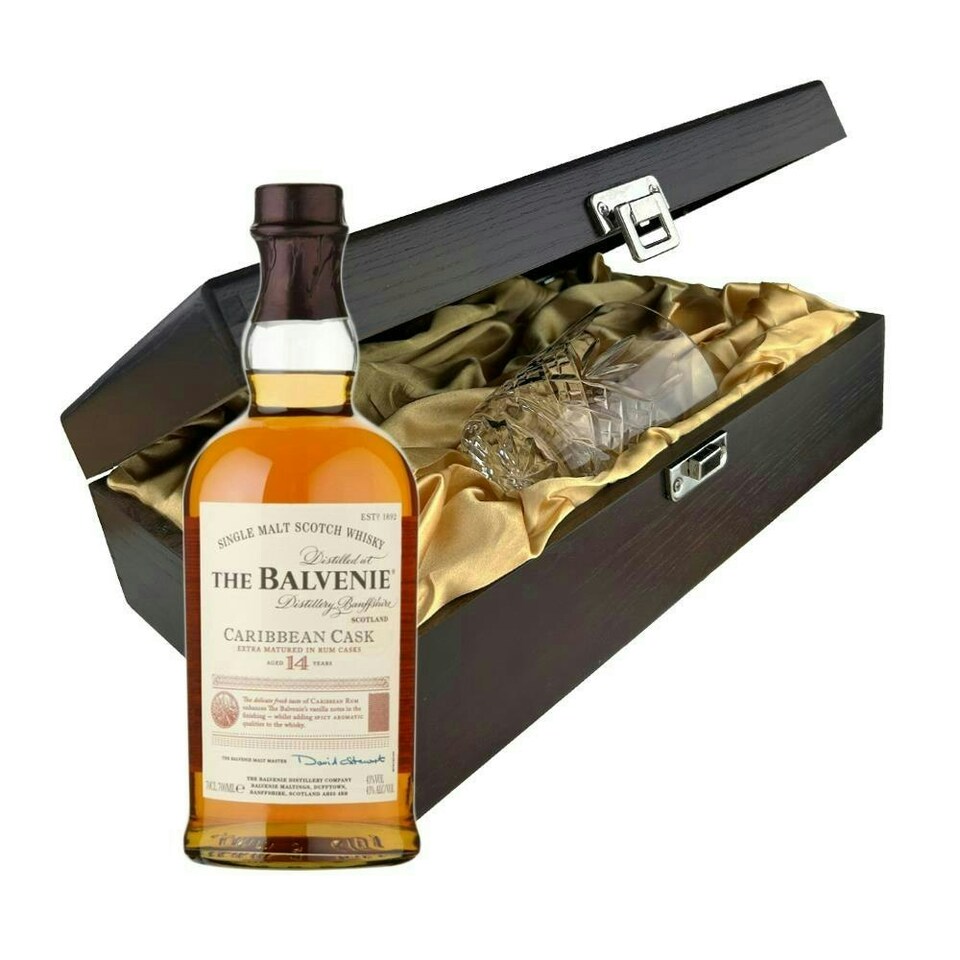 image 1 of Balvenie Caribbean Cask 14 Year Old Whisky In Luxury Box With Royal Scot Glass 70cl 43% abv