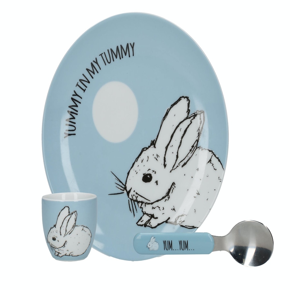 image 1 of Creative Tops Into The Wild Little Explorer Bunny 3 Piece Breakfast Set
