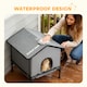 image 6 of PawHut Outdoor Cat House, Waterproof Insulated Cat Kennel with Elevated Base, Cushion, Foldable Feral Kitty Shelter for Indoor Outdoor Kittens, Grey