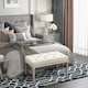 image 2 of HOMCOM Accent Bench Tufted Upholstered Foot Stool Linen-Touch Ottoman Cream