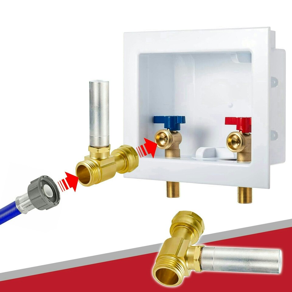 image 1 of SPARES2GO Water Hammer Arrestor 3/4" Brass Washing Machine / Dishwasher Pipe Noise Stop