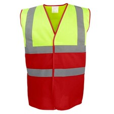 Yoko Unisex Adult Two Tone Hi-Vis Vest - Yellow/Red - S