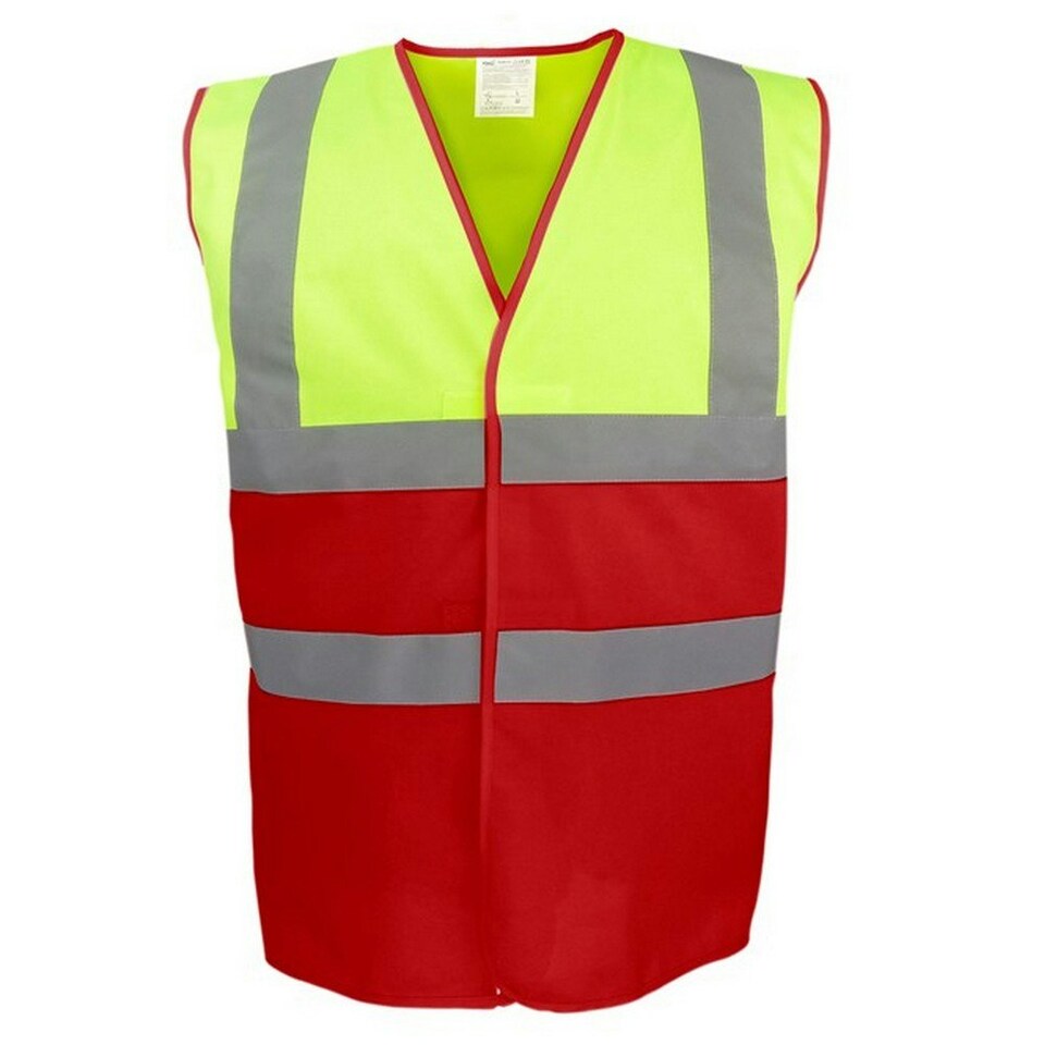Yoko Unisex Adult Two Tone Hi-Vis Vest - Yellow/Red - S