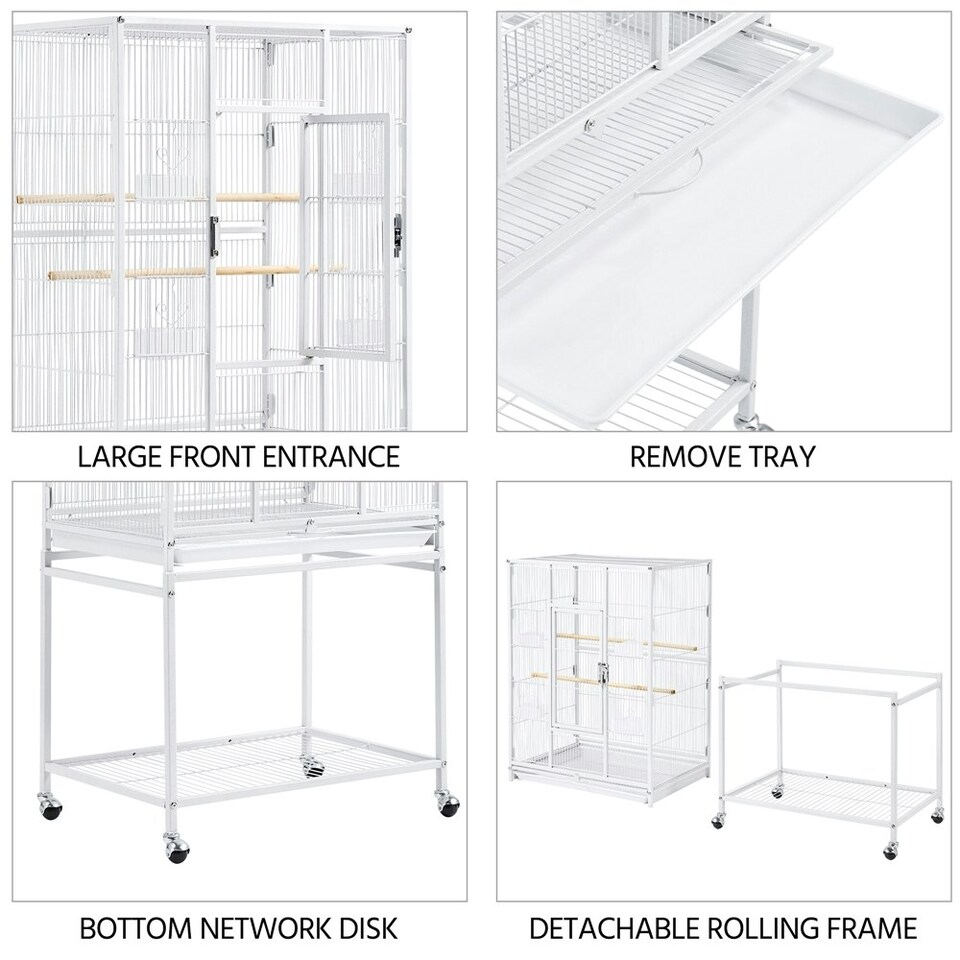 image 1 of Yaheetech 136 cm Tall Mobile Large Parrot Cage w/ Stand White