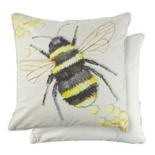 Animal Watercolour Printed Cushion 43cm x 43cm Bumble Bee Grey | Grey