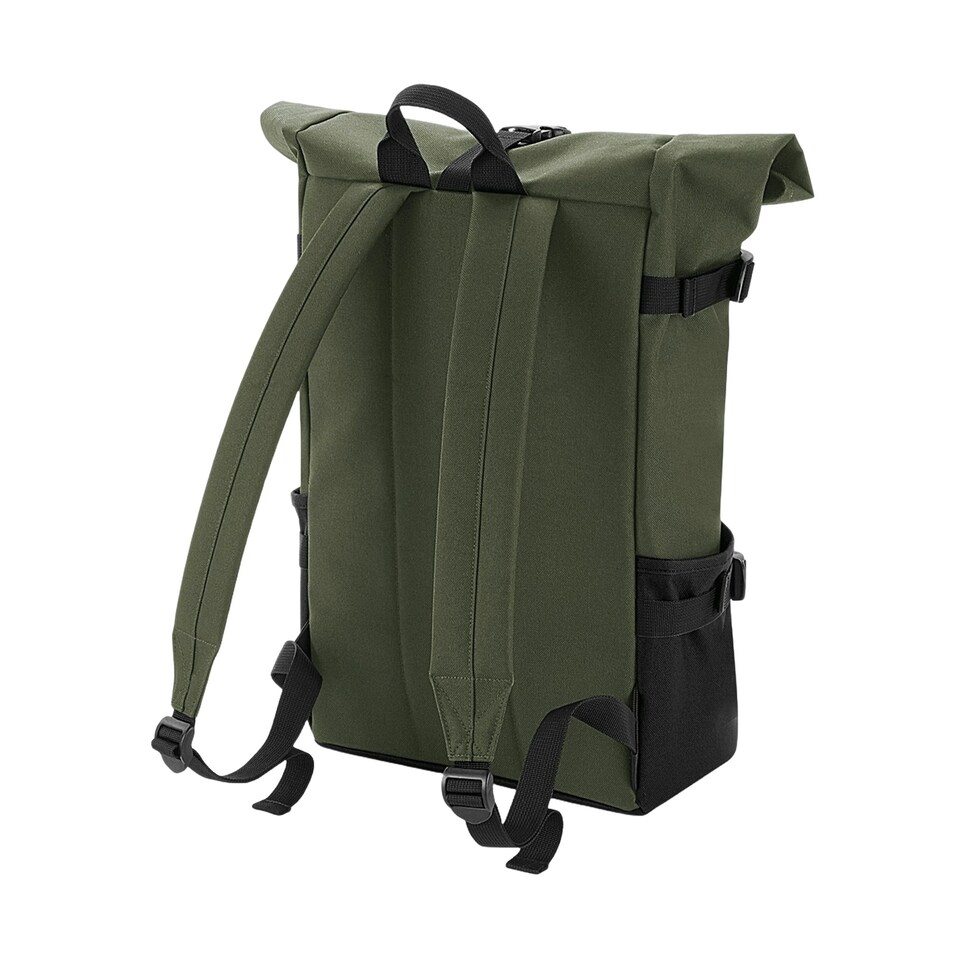 image 1 of Bagbase Block Roll Top Backpack - Olive/Black - One Size