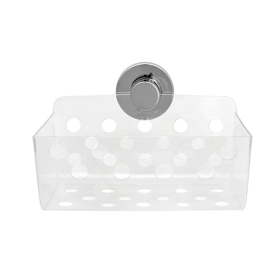 image 1 of Blisshome Lock 'n' Roll Rectangular Plastic Suction Basket - Clear