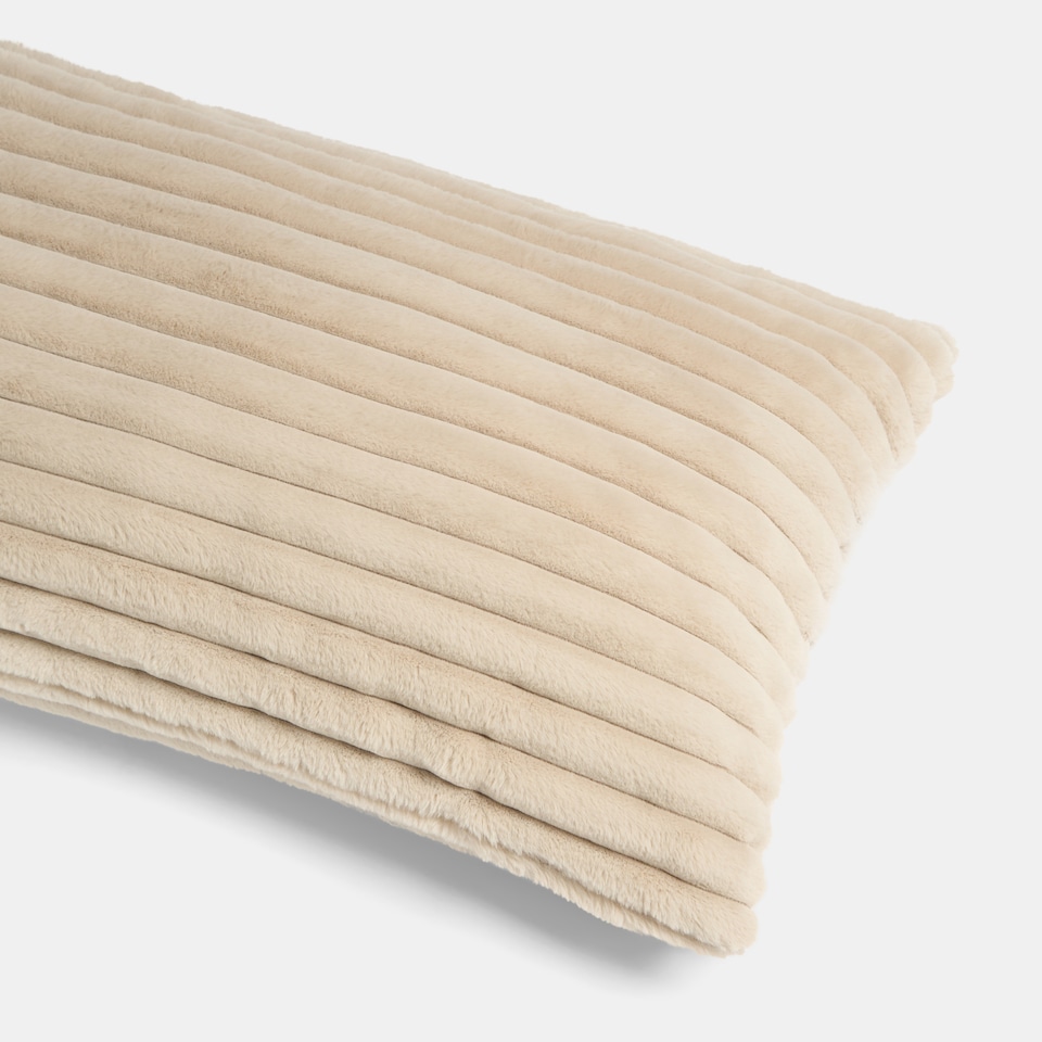 image 1 of OHS Ribbed Faux Fur Bolster Pillow Soft Maternity Support Cushion | Cream | Natural | One Size