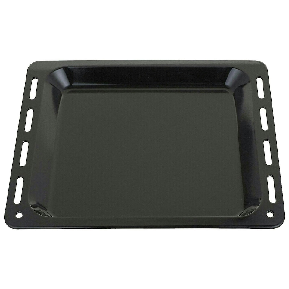 image 1 of SPARES2GO Oven Baking Tray Large Enamelled Pan Cooker Stove (448mm x 360mm x 25mm)