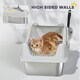 image 6 of PawHut Stainless Steel Cat Litter Box with High Sides Grey | M