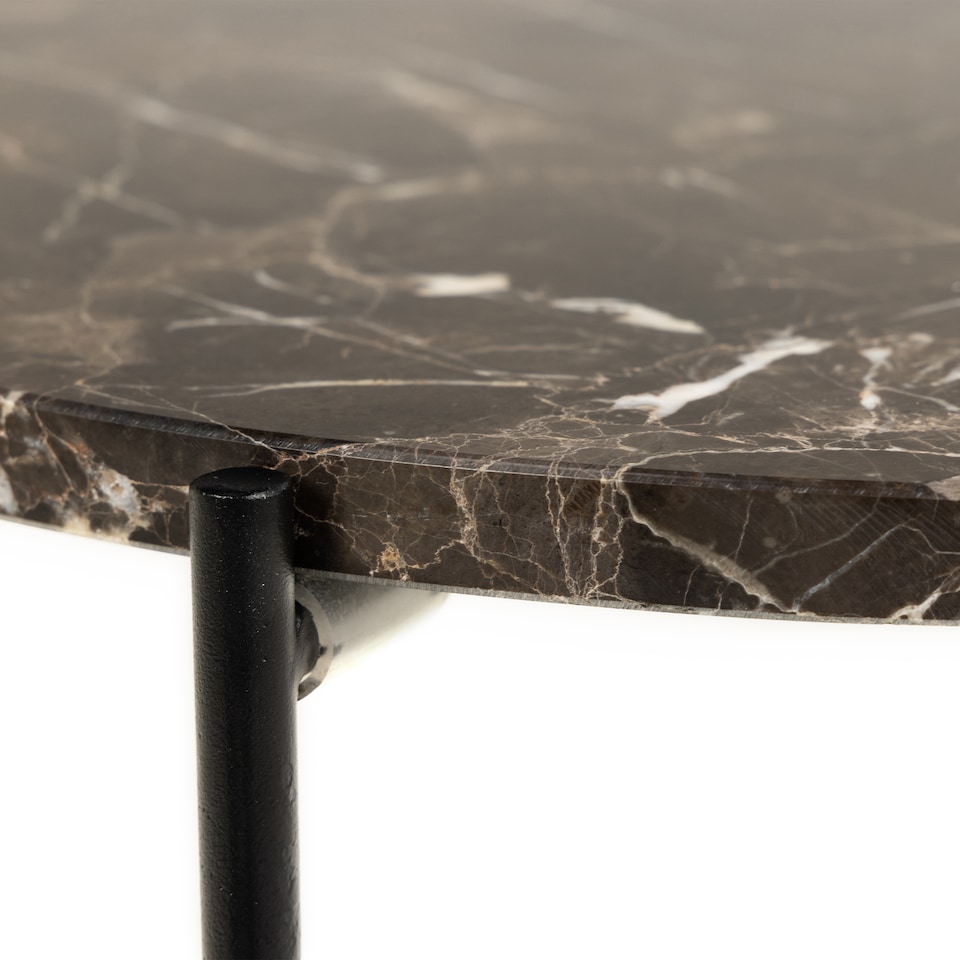 image 1 of Avila Side Table with Brown Marble Top 42x45cm