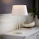 image 2 of ValueLights Charlie Brushed Chrome Floor Lamp White Doretta Shade and Bulb