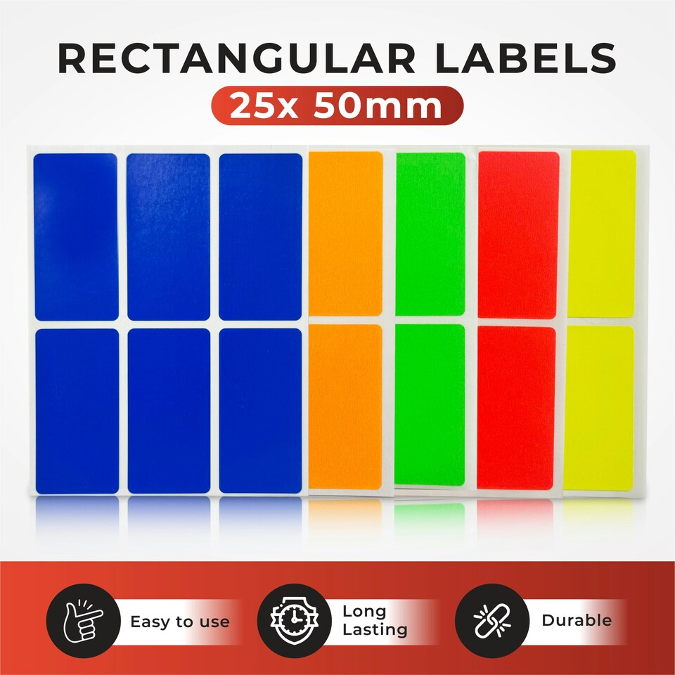 image 1 of Pack of 48 White 25x50mm Rectangular Labels - Adhesive Stickers - Send 2 Packs
