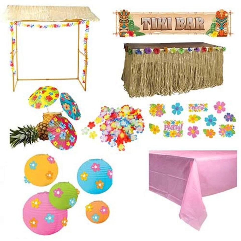 Hibiscus Hawaiian Tiki Bar Decoration Kit