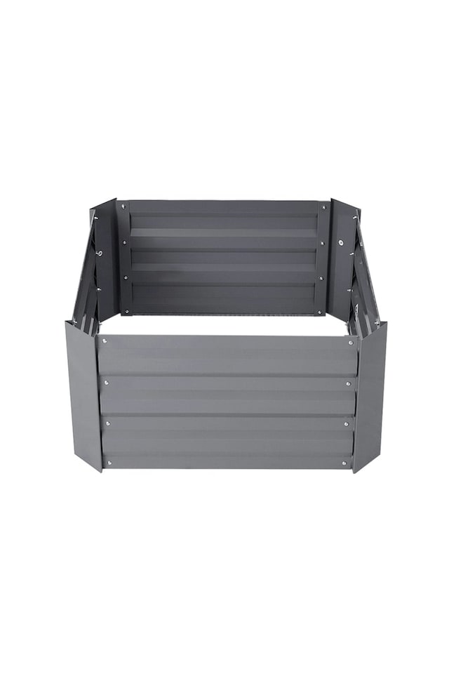 image 1 of Living and Home Galvanized Steel Square Raised Garden Bed- Grey- 100cm W x 100cm D x 30cm H | Grey