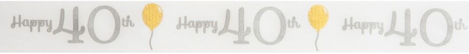 Minerva 40th Birthday 25mm Birthday Ribbon for Dressmaking - per metre