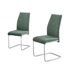 Furniturebox Lorenzo 2x Green Fabric Silver Leg Dining Chair
