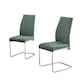 image 1 of Furniturebox Lorenzo 2x Green Fabric Silver Leg Dining Chair