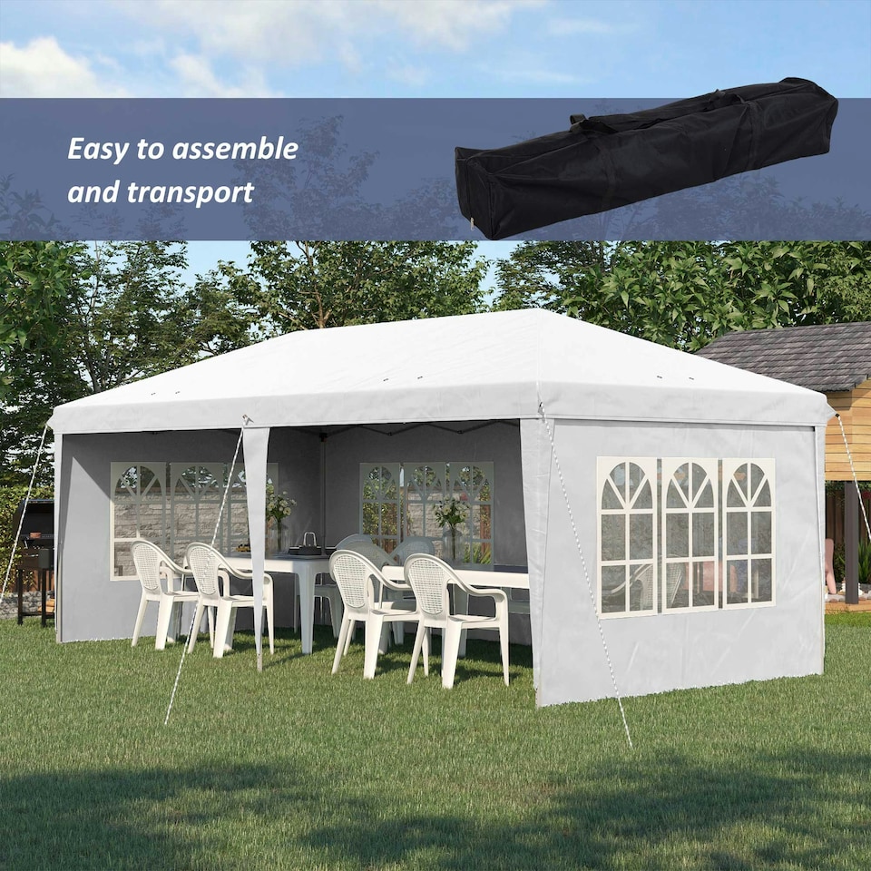 image 1 of Outsunny 3 x 6m Heavy Duty Gazebo Marquee Party Tent with Storage Bag Black