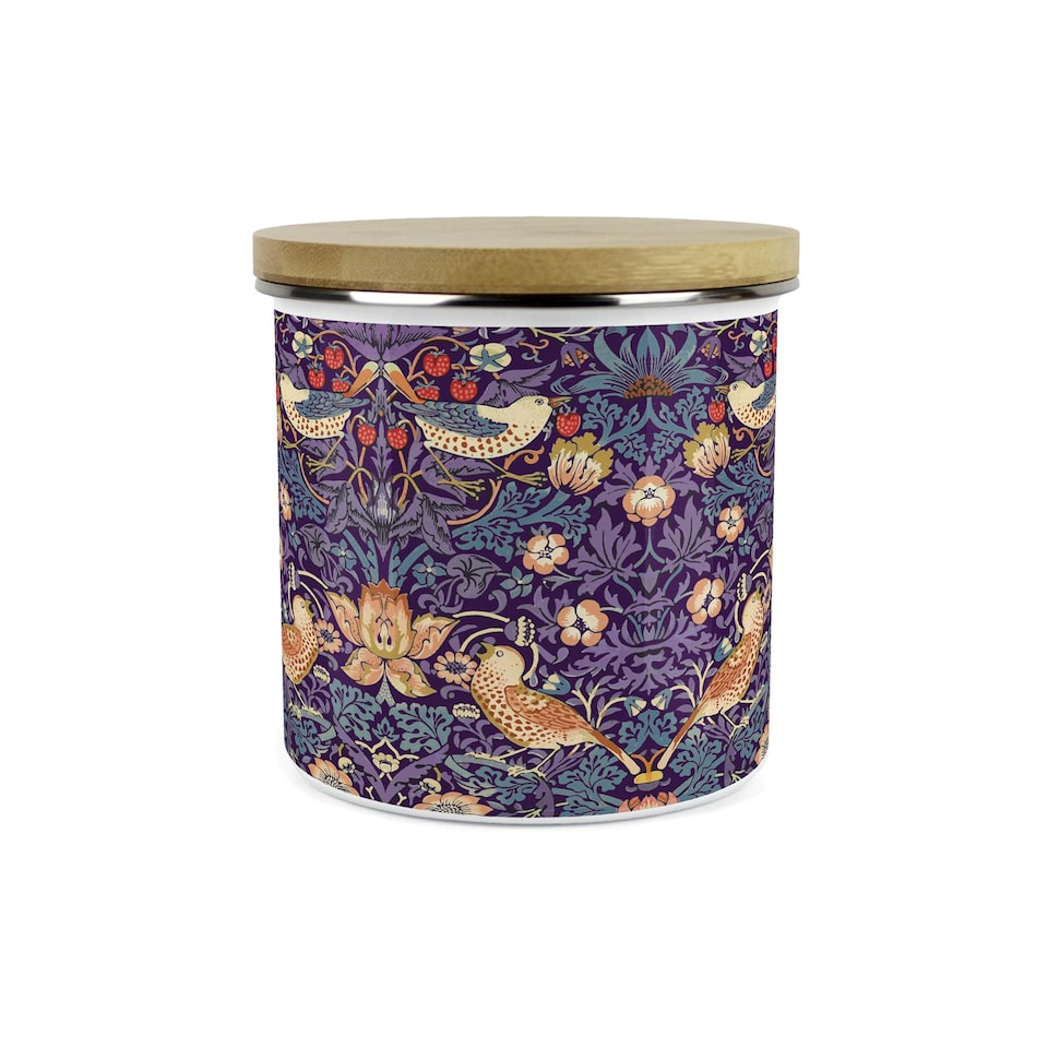 image 1 of Purple Strawberry Thief Large Coffee Canister
