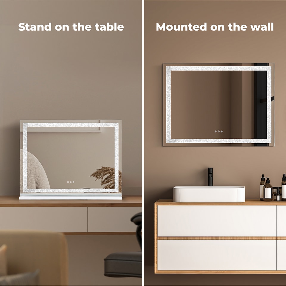 image 1 of Emitto Emitto Tabletop Touch Vanity Mirror Makeup USB LED Medium 58x48cm | Clear | M