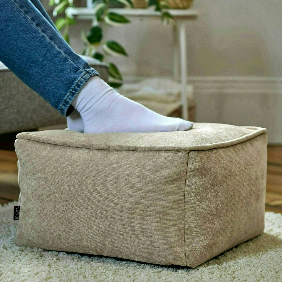 image 1 of icon Amara Chenille Bean Bag Pouffe Natural Cream