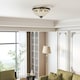 image 1 of HOMCOM Crystal Chandelier Ceiling Light with 168 Octagonal Beads, Vintage 2-Light Flush Mount Ceiling Light for Living Room, Bedroom, Hallway, Dining Room, Black | Black