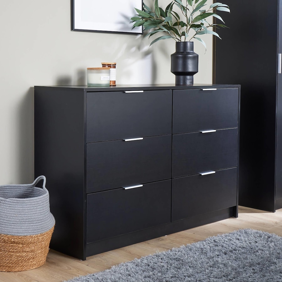 image 1 of Phoenix Chest Of 5 Drawers Bedroom Furniture Clothing Storage Organiser Unit | Black