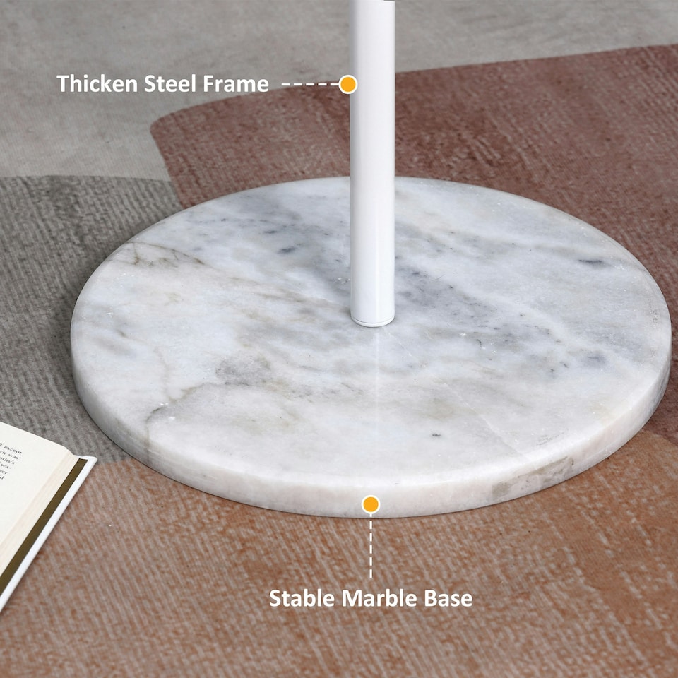 image 1 of HOMCOM Steel Coat Stand Rack Marble Base 8 Hook for Living Room Entryway,White