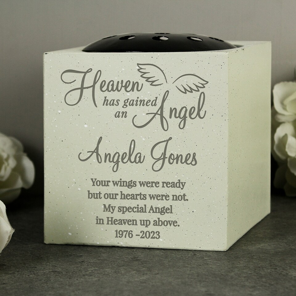 image 1 of Personalised Angel Memorial Vase