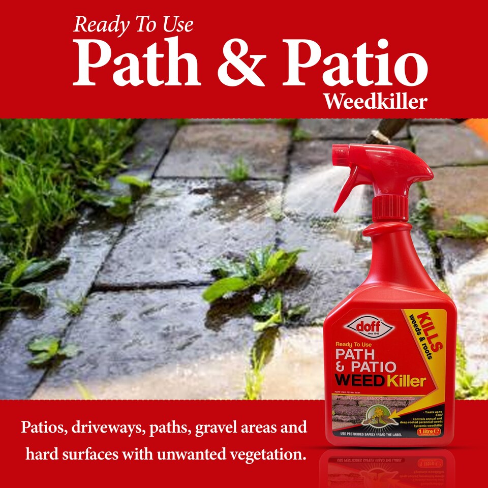 image 1 of Doff Path Patio Weedkiller Ready To Use Systemic Weed Control 1L Spray Bottle