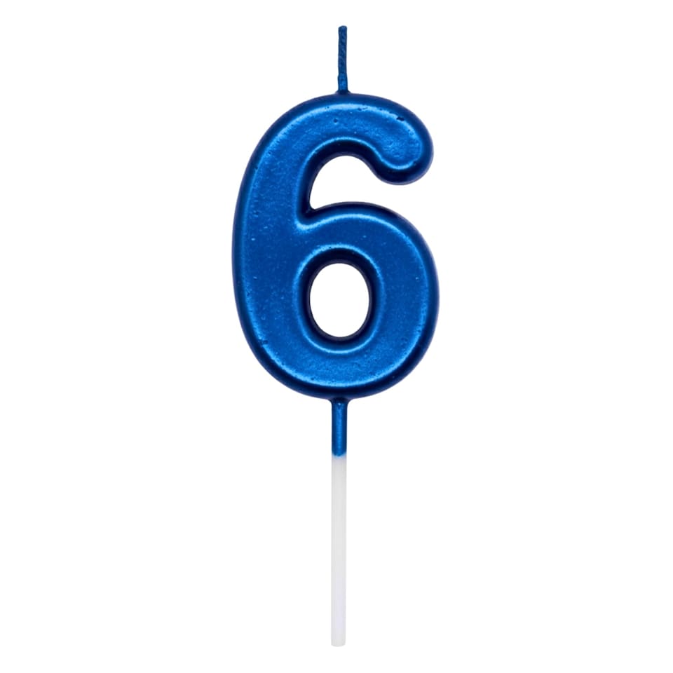 image 1 of Blue 6 Number Candle  Birthday Anniversary Party Cake Decorations Topper | Blue