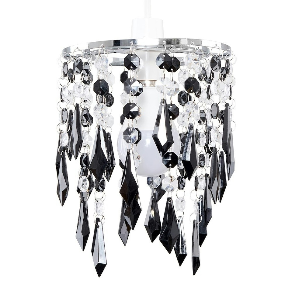 image 1 of ValueLights Non Electric Pendant Shade Black Clear Acrylic Droplets | Black