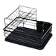 image 1 of Oypla 2 Tier Multifunction Dish Drainer Drying Rack with Cutlery Holder and Removable Tray Black