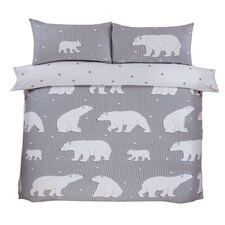 Polar Bear Bed Cover Duvet Cover Set with Pillowcase Grey | King