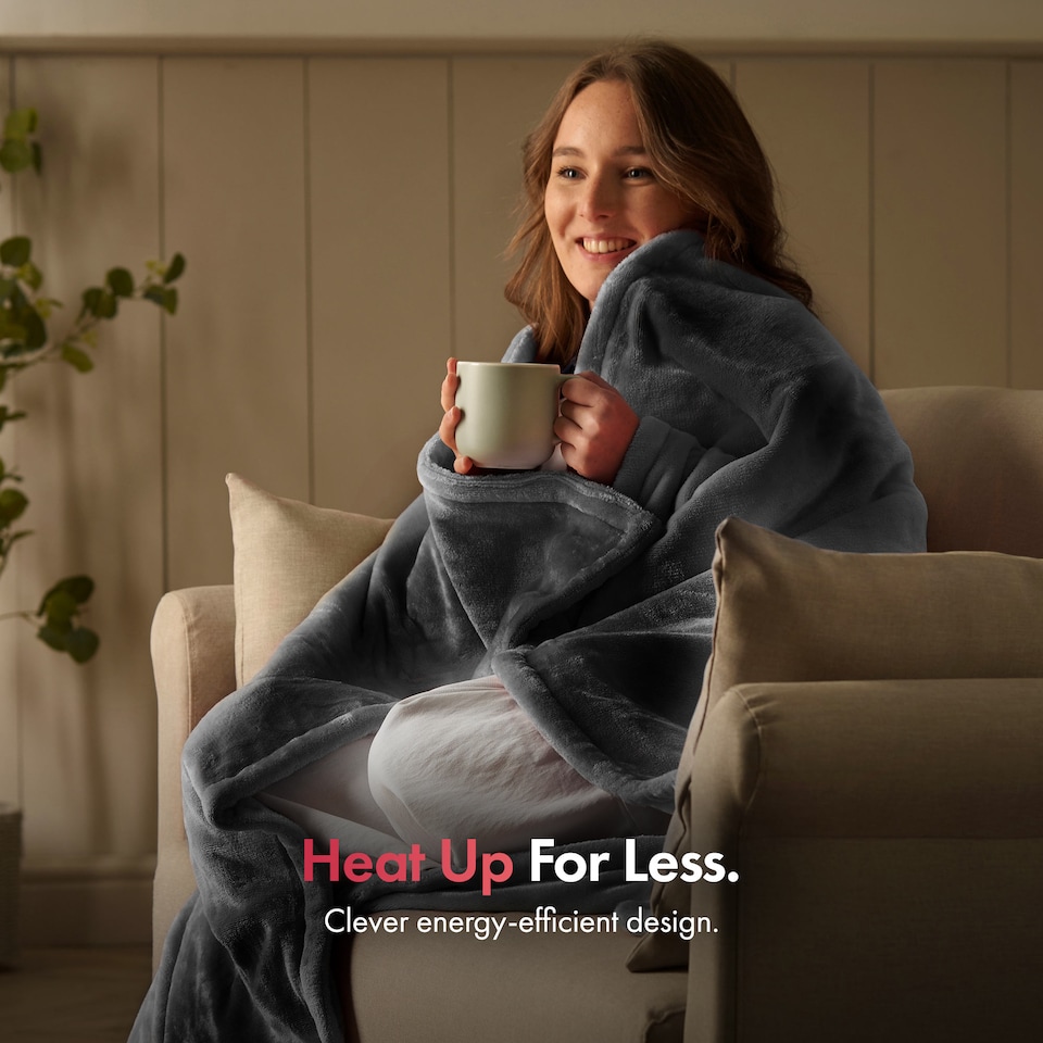 image 1 of VonHaus Heated Throw Blanket with Digital Control Grey