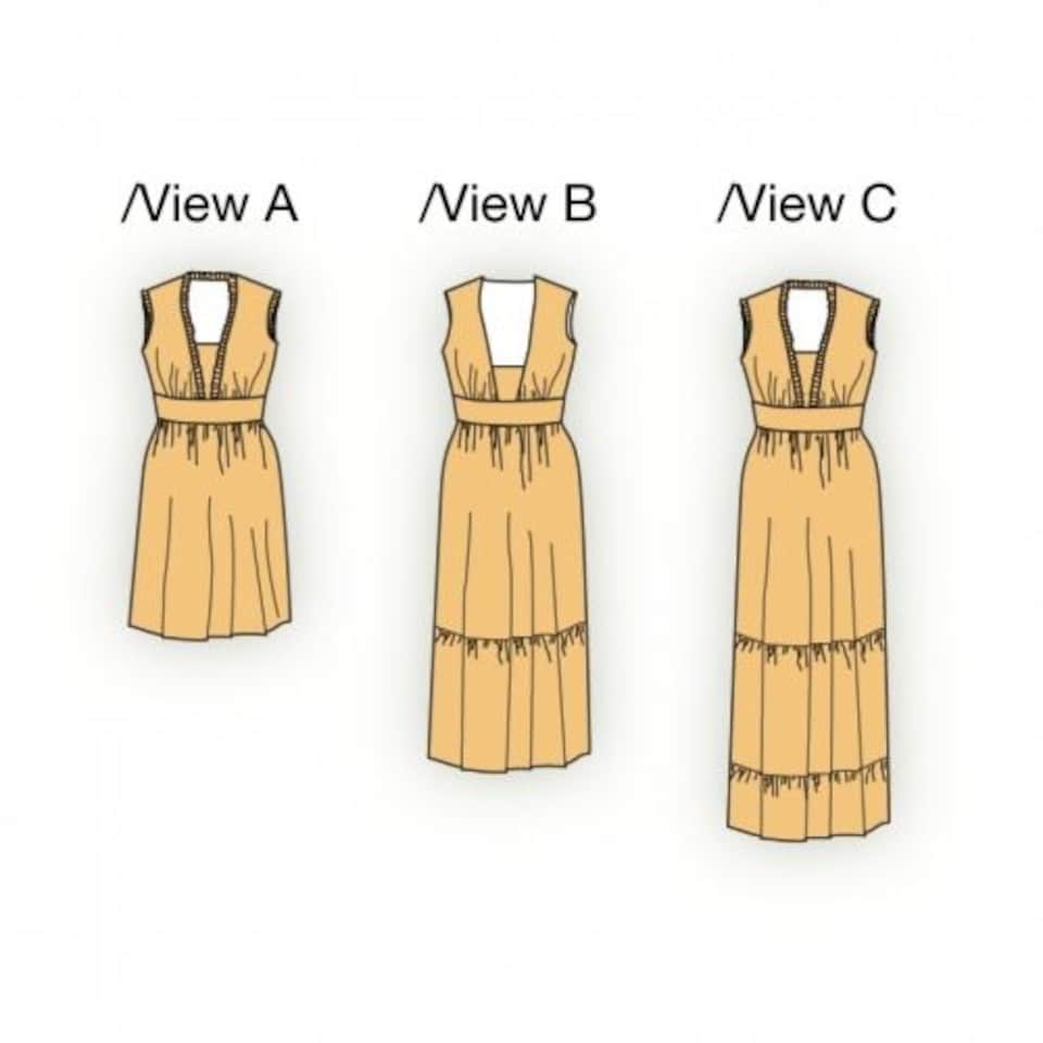 image 1 of Izzosew Studio Rivelin Ruffle Dress Paper Sewing Pattern – Women’s Dress, Sizes 6–34, Intermediate