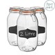 image 1 of Argon Tableware Glass Storage Jars with Labels - 2 Litre - Orange Seal - Pack of 3