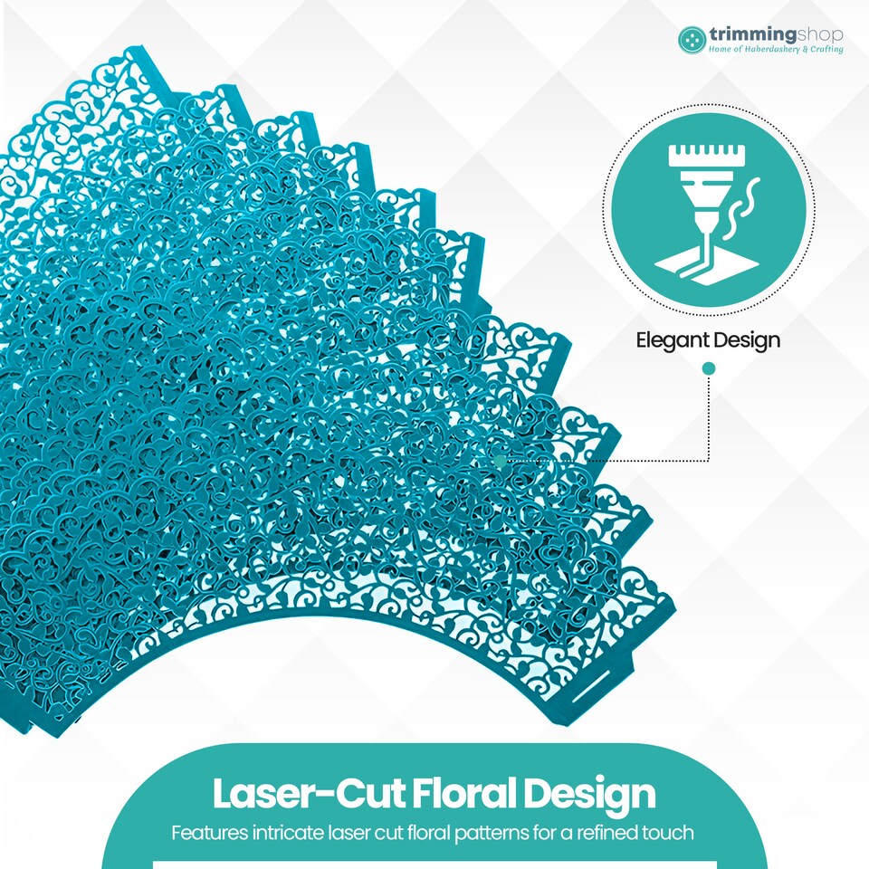 image 1 of Cupcake Wrappers Laser Cut Floral Design Paper Cup Holders - 25pcs