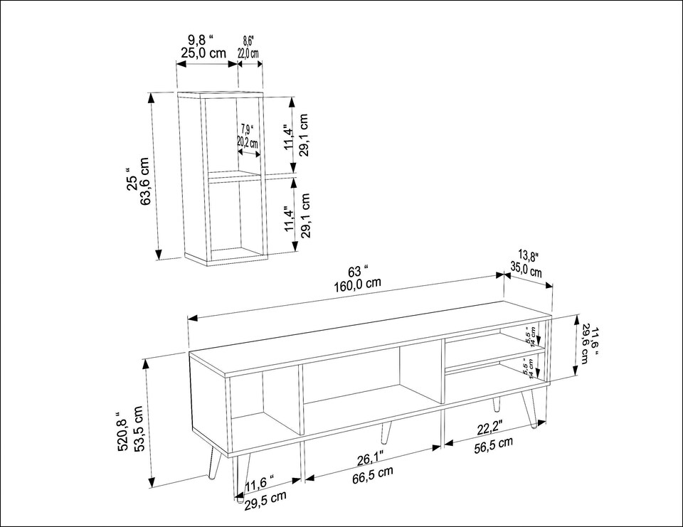 image 1 of Decorotika Rans Unit for TVs up to 55 Inches with Wall Shelf Unit